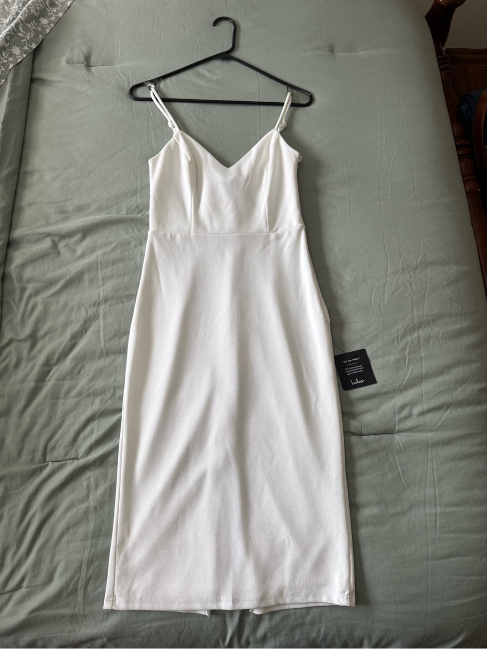 White V-Neck Spaghetti Strap Midi Dress